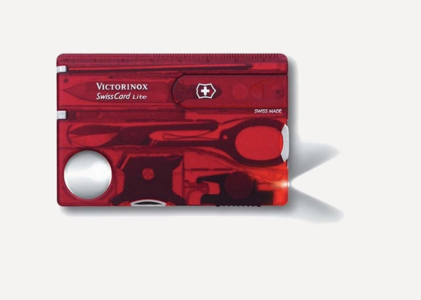 Мультитул Victorinox SwissCard Lite, 13 функций (красный / прозрачный)